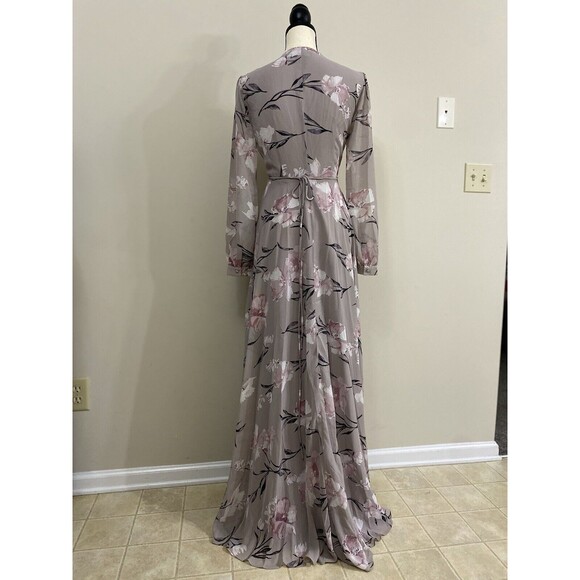 Lulus Loving You Dusty Purple Floral Print Long Sleeve Wrap Maxi Dress Size S - Picture 8 of 8